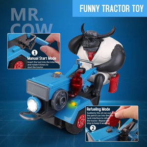 اسباب بازی ماشین چمن زن آبی و گاو باغبان MR.Cow Funny Tractor toy_اسباب بازی
